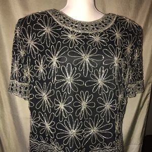 Papell Boutique Silver and Black Evening Shirt